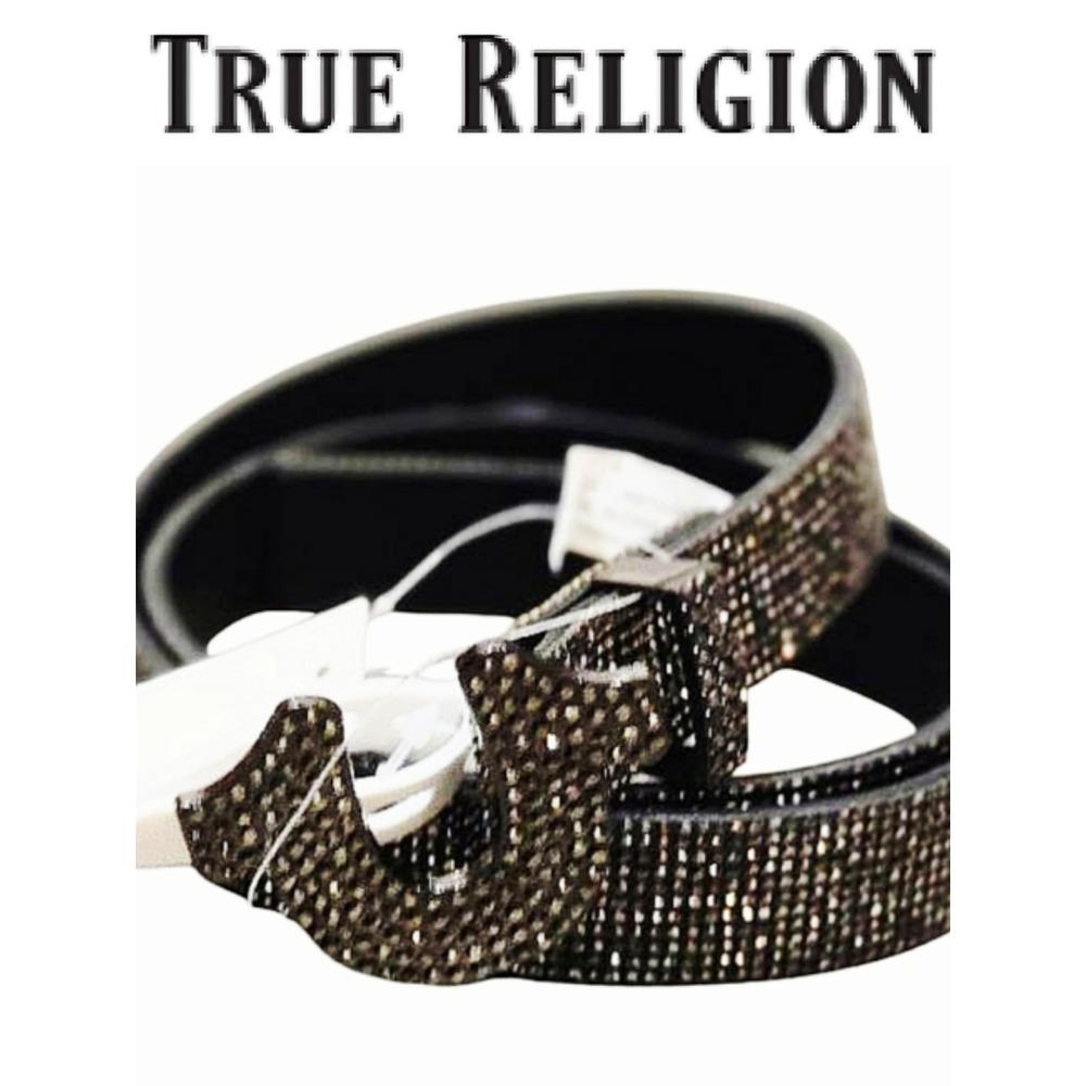 True Religion Rhinestone Embellished‎ Horseshoe Logo Belt